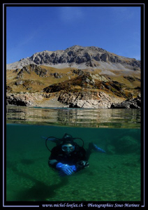High Altitude Mountain Diving... Caroline my wife in a sm... by Michel Lonfat 